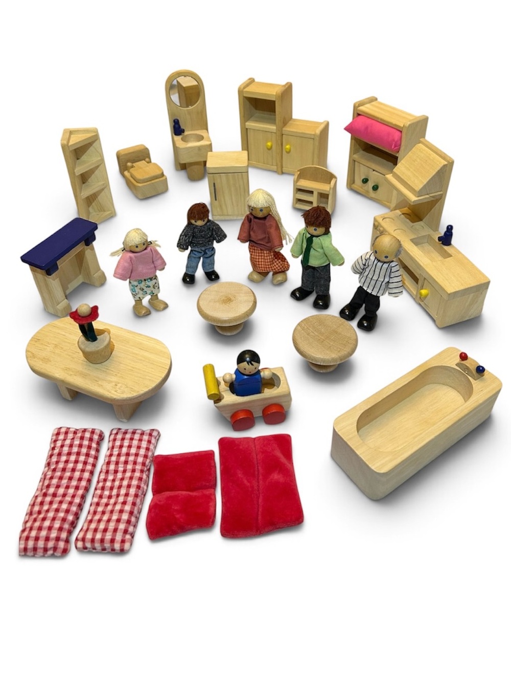 Large Bundle Ryan’s Room Wood Dollhouse Furniture, RR dolls, Plan Toy Mini Doll